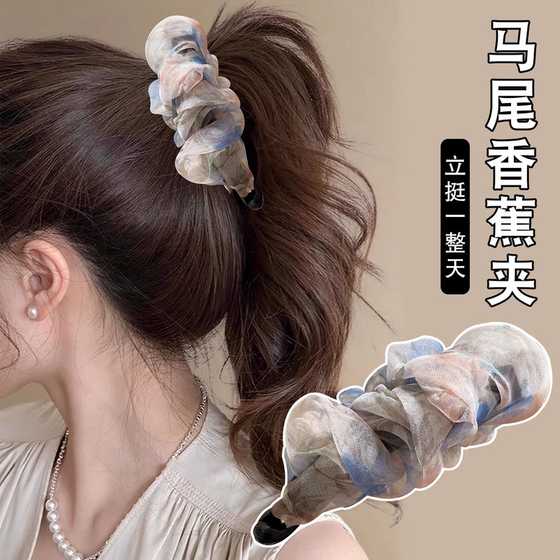 Hairpin For Women With Thin Hair, Mesh Bubble Banana Clip, Gentle High Ponytail Vertical Clip, Hairpin For The Back Of The Head, Twist Clip Hair Accessory - Image 2